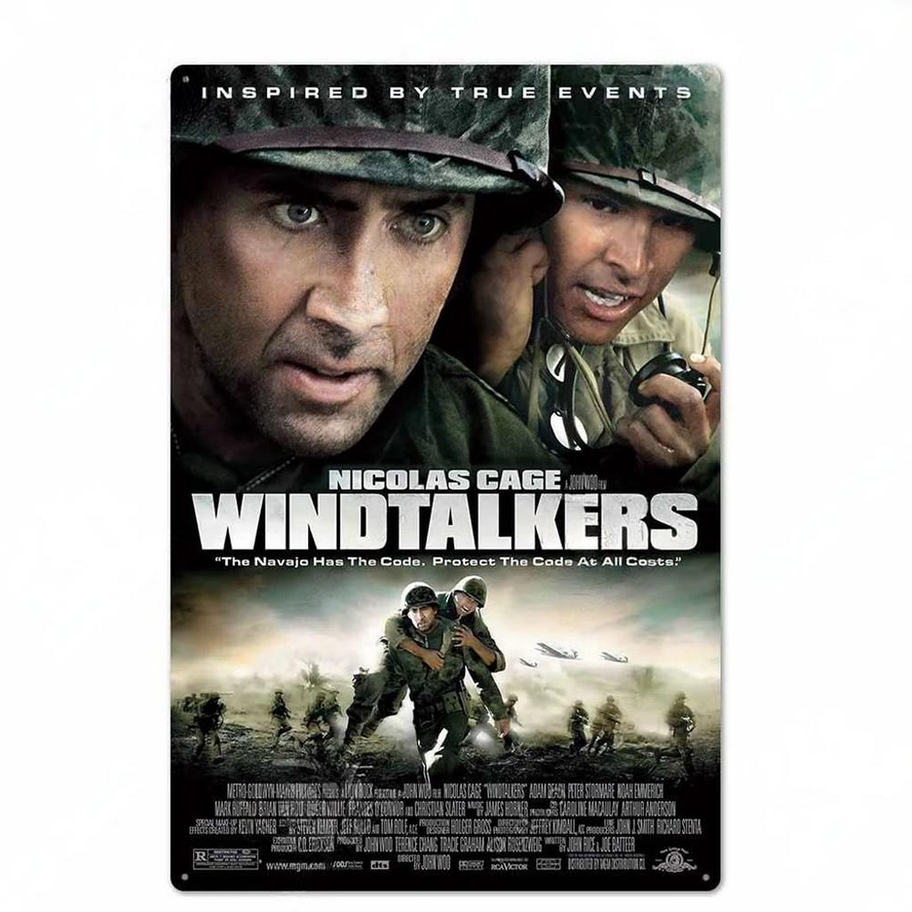 Vintage Military War Movie Poster Metal Tin Sign Set Retro Windtalkers Hacksaw Ridge Stalingrad Wall Art Decor for Man Cave Bar