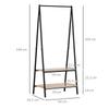 Clothes Rail, Freestanding Metal Clothes Rack with 2 Tier Storage Shelves for Bedroom and Entryway, 64 x 42.5 x 149 cm, Black Frame