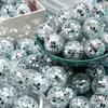 10pc Mini Mirror Disco Ball Stage Light Reflective Rotating Bright Silver Glass Ball Christmas Birthday Wedding Party Cake Decor