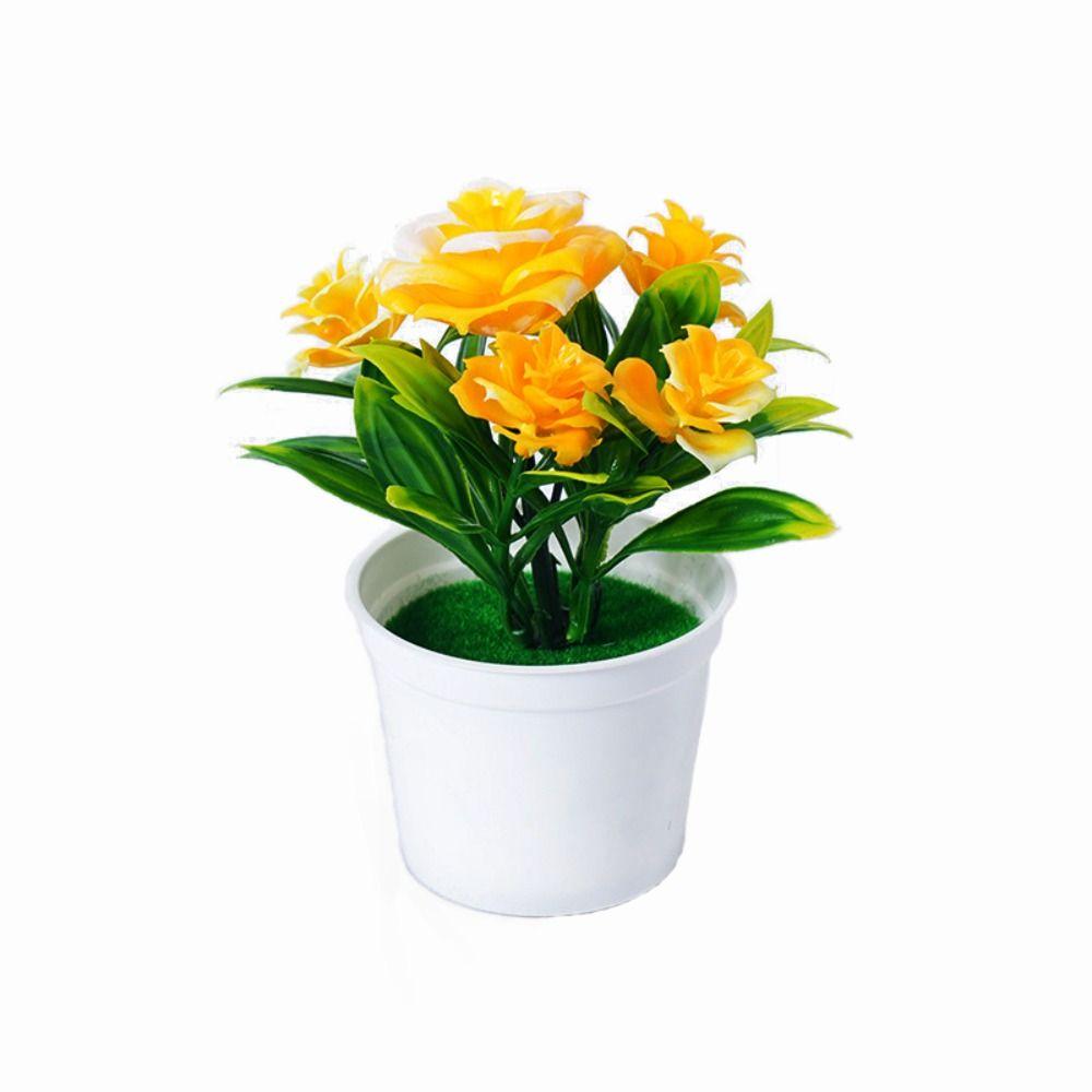 Многоцветная искусственная роза бонсай ремесло реалистичные горшечные растения креативная имитация цветы в горшках