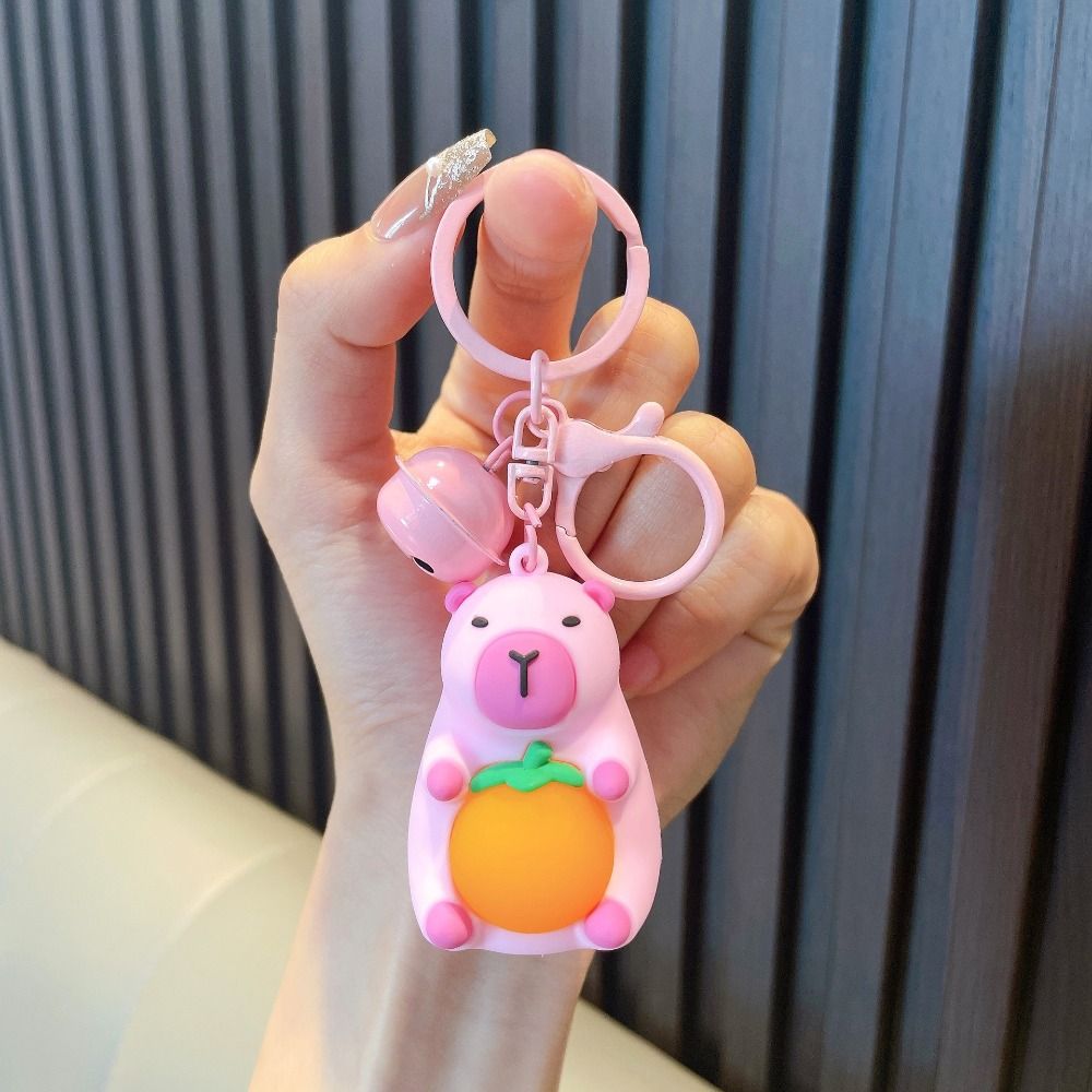 Брелок для ключей с куклой-капибарой из мультфильма и огнями, креативный брелок-аниме, ночник-подвеска