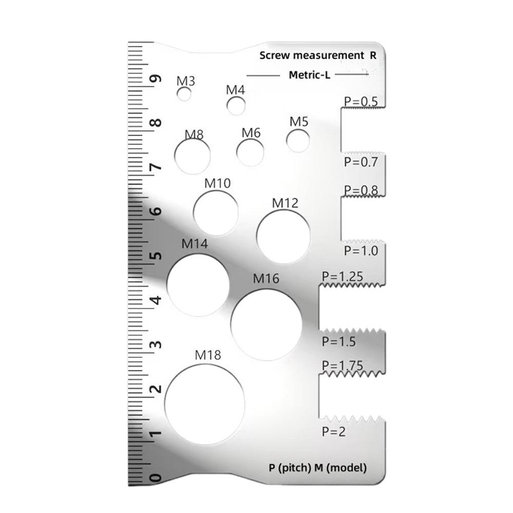 Space Saving Thread Checker Silver Gauge Ruler Durable Measurement Tool Industry Use