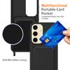 For Samsung Galaxy A55 5G Case Liquid Silicone Card Holder Back Phone Cover with Adjustable Lanyard