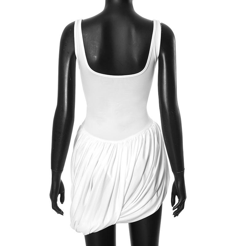 Sexy Women High Split Fashion Party Evening Night Club Wrap Y2K White Dress Summer Sleeveless Casual Beach Dresses