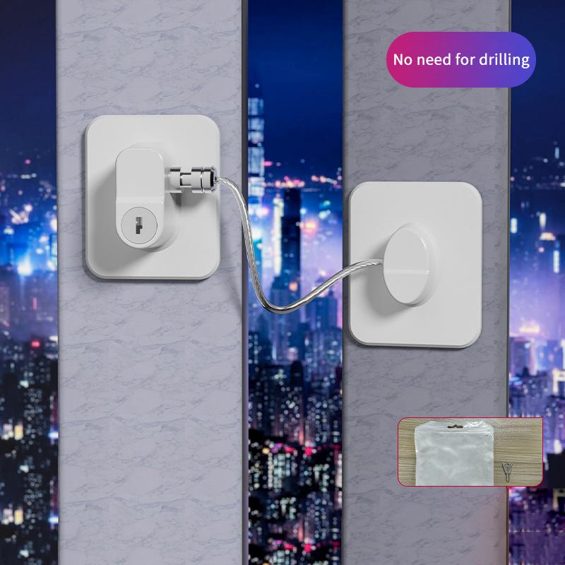 Овальный замок безопасности для детей с ключом, без сверления, защита от детей для холодильника, окна, шкафа