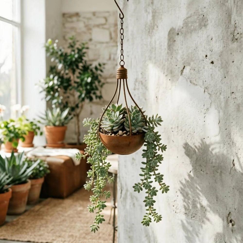 Lightweight Hanging Flower Vase Decorative Metal Hanging Planter Plant Pot Outdoor Dried Flower