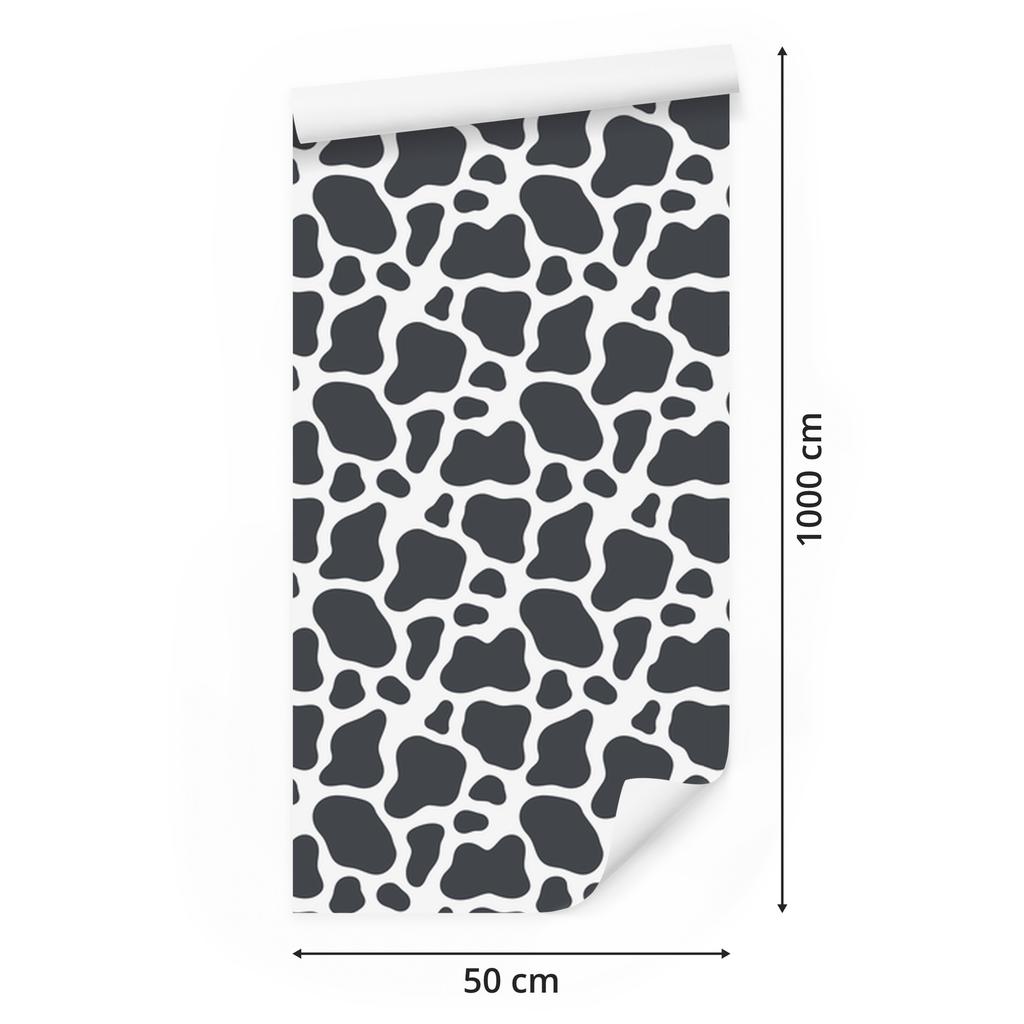 Cow Patches Wallpaper Navy Blue and Light Gray for Living Room and Bedroom 50x1000