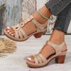 Large Size Fashion Thick Heel Light Word with Sandals Women's Summer 2025 New TEUM Sandals Women