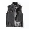 Men's Plus Size Denim Vest Fashion Pocket Cargo Sleeveless Men's Vest All Match Vest Jacket