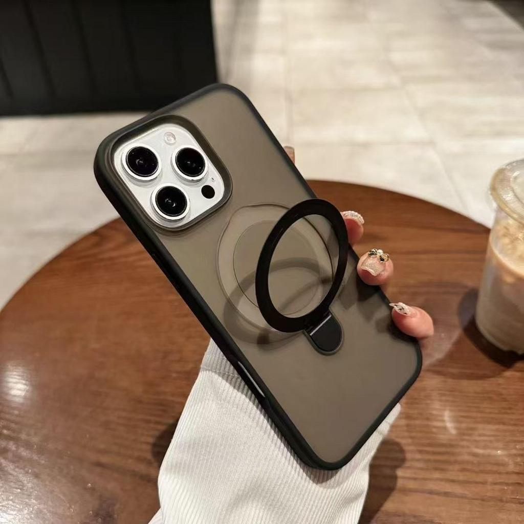 Магнитный держатель Матовый чехол для телефона для iPhone 16 Pro Max и Apple 15 - Защитное покрытие с ощущением кожи
