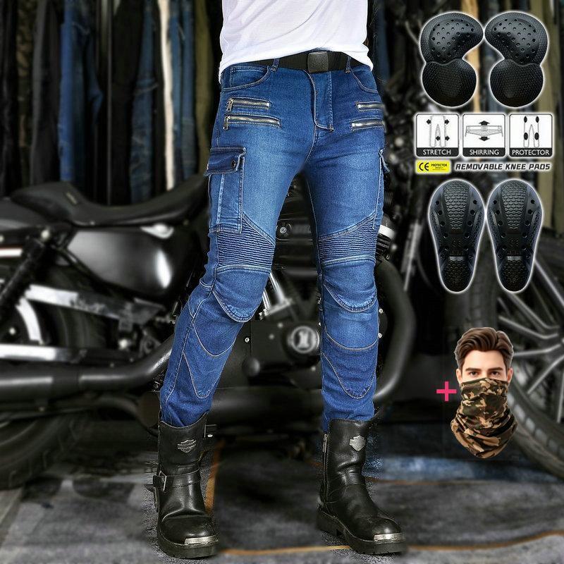 Men Women Motorcycle Protective Pants Anti-Fall Off-Road Riding Gear Elastic Slim Fit Casual Seasonal Cycling Trousers