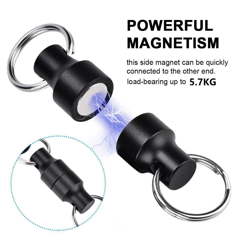 Magnetic Net Release Holder, Double Keychain Hook for Fly Fishing - Black