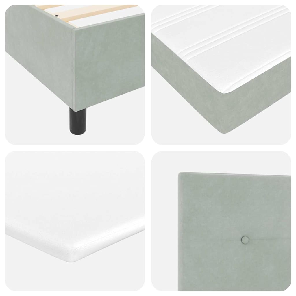 Box Spring Bed with Headboard Light Grey 200 x 180 cm Velvet