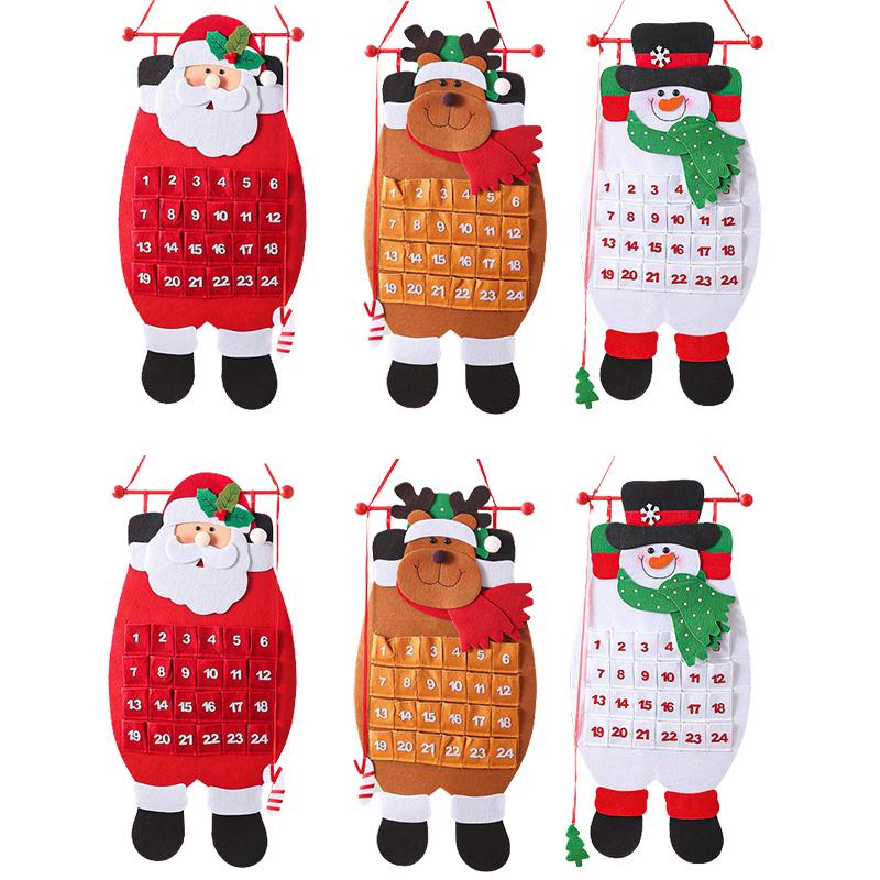 Рождественские украшения с оленями, календарь обратного отсчета, старик, настенная атмосфера, снеговик