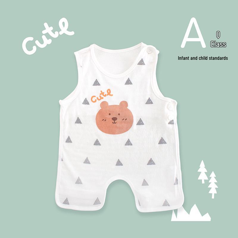 Милый летний хлопковый полукомбинезон Tao Baby и тонкие леггинсы с защитой животика для новорожденных