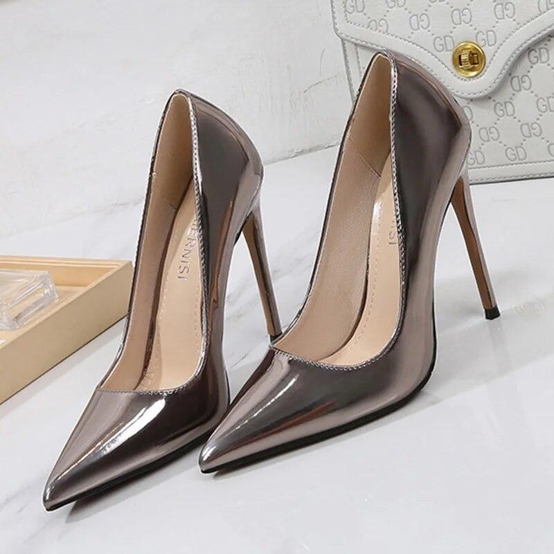 Женские туфли на шпильке с острым носком, пикантные подиумные банкетные туфли на каблуке 12 см WZ
