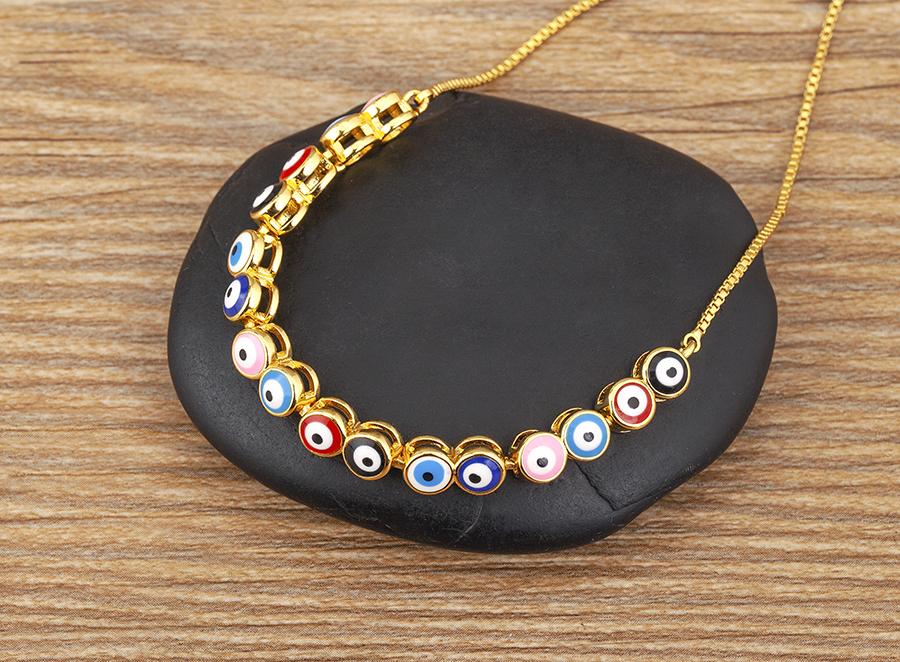 Nidin Luxury Men 4 Colors Evil Eye Beads Chain Bracelets Bangles Adjustable Party Wedding Elegant Jewelry Gift For Female Male