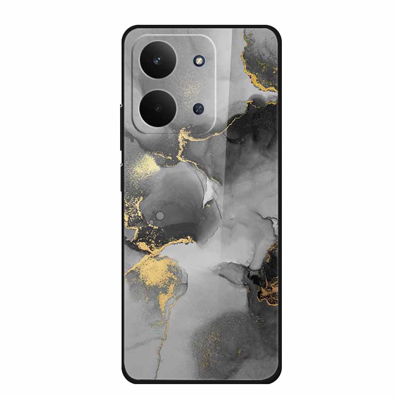 Закаленное Стекло Чехол Для Redmi 15C 4G Роскошный Мраморный Чехол для Телефона 6.9" Жесткая Задняя Крышка Мягкий Бампер Для Redmi 15 C Чехол Защитный Чехол