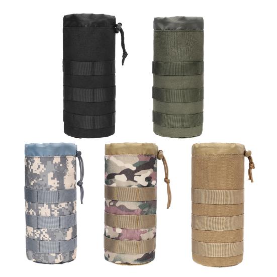 Тактический подсумок для бутылки с водой, дорожный спортивный держатель для бутылки с водой со шнурком, открытым верхом и сетчатым дном, крепится к рюкзаку, жилету, ремню