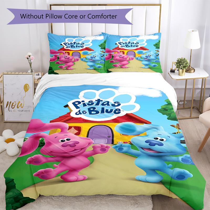 3pcs Blue's Clues Bedding Set Duvet Cover Closure Includes 1 Duvet Cover & 2 Pillowcases, Soft and Comfortable for All Seasons.