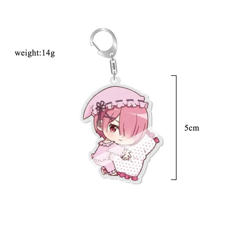 Anime Re:life in a Different World from Zero keychain Kawaii Rem Ram Acrylic Key Chain Cartoon Figures Pendant Cosplay Jewelry