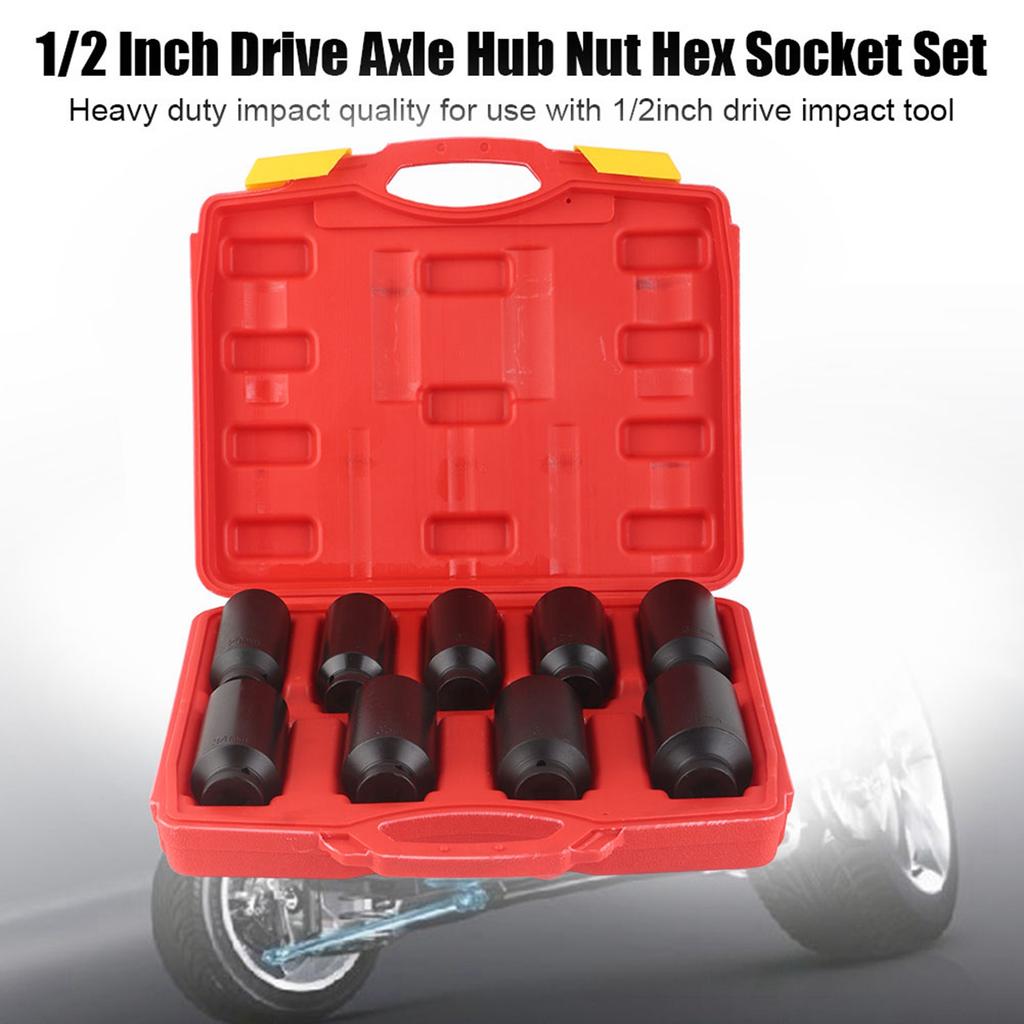 9Pcs 1 2 Inch Drive Axle Hub Nut Hex Socket Set 29mm 30mm 31mm 32mm 33mm 34mm 35mm 36mm 38mm
