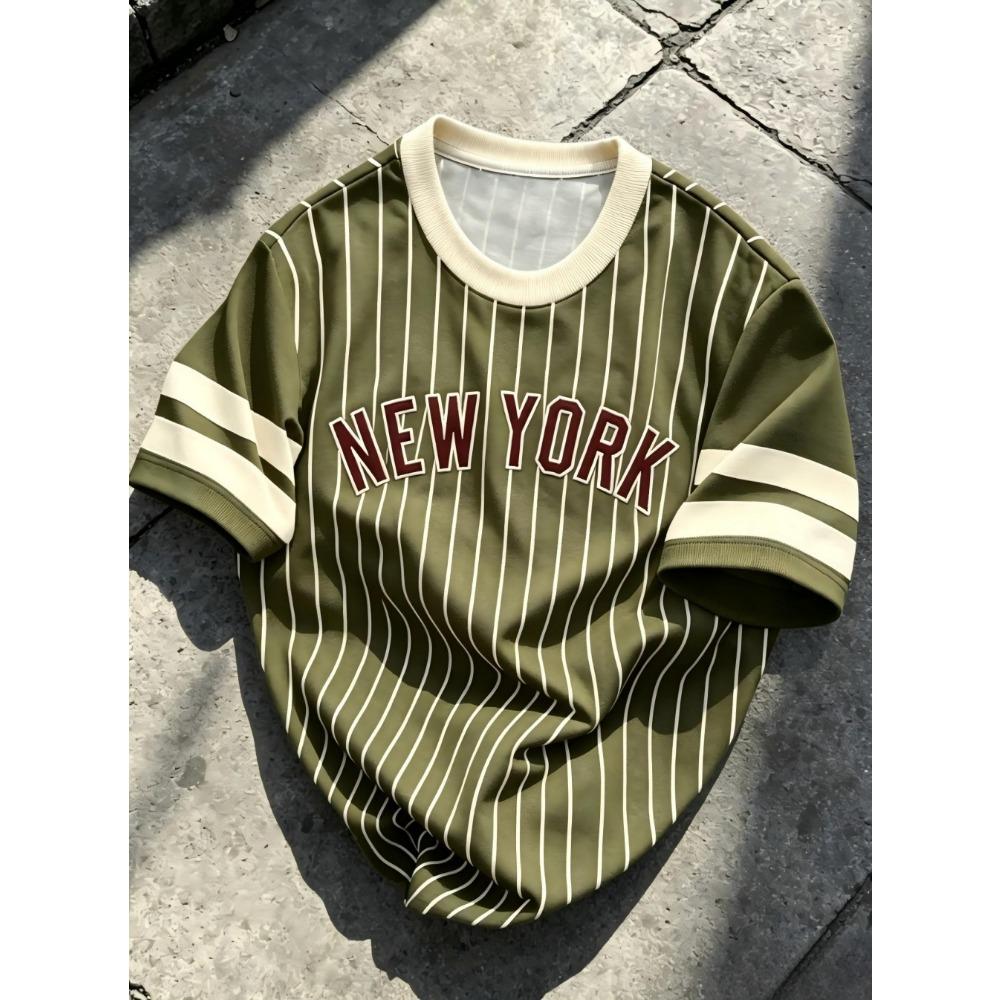 Европейский и американский мужской летний Нью-Йорк letter stripe print мягкий и