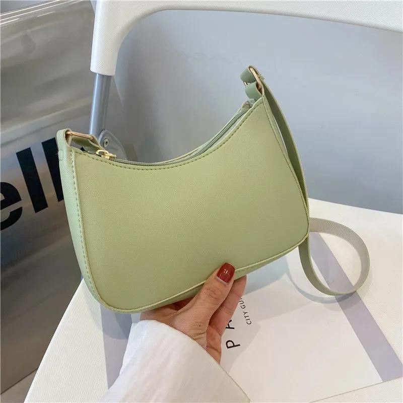 Womens Fashion Solid Color Portable Single Shoulder Underarm Bag Crossbody Bag High-end Daily Casual Fashionable Handbag
