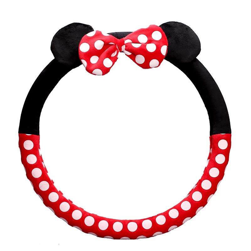Minnie Mouse Car Steering Wheel Cover Cute Mickey Cartoon Plush Steering Covers Skin-Friendly Creative Car Accessory