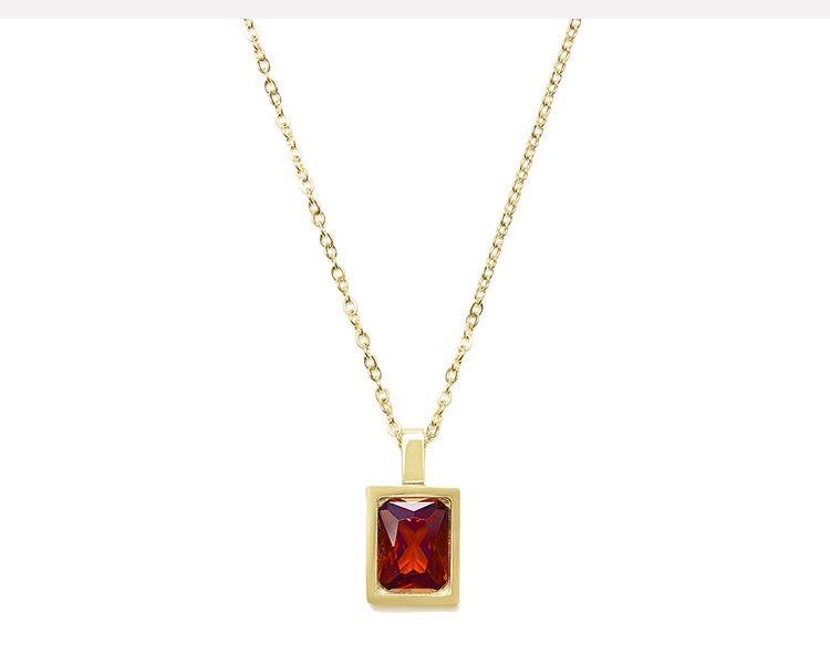 Подвеска-ожерелье с изумрудным цирконом - Позолоченная титановая сталь, Устойчивая к потускнению, Цепочка на ключицы в стиле легкой роскоши.