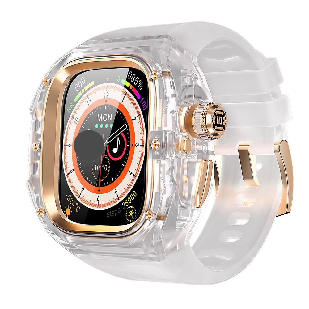 Комплект для модификации из резины для Apple Watch Ultra 3 49 мм Роскосный прозрачный корпус Ремешок для Iwatch Ultra2 1 49 мм Фторкаучуковый комплект для модификации