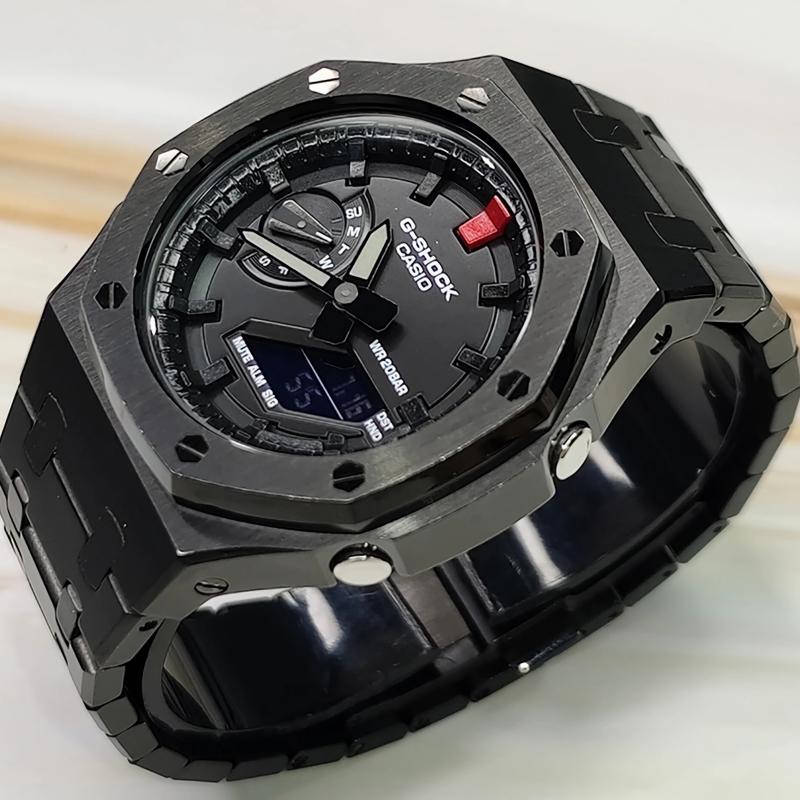 Casio Мужские часы с ЖК-дисплеем и аналоговой индикацией, серия 44 мм, черные, GA-2100-1A1(Watch3--)