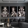 African Tribal People Portrait Wall Art Canvas Painting Tribal Women Men Posters and Prints Decorative Pictures for Living Room