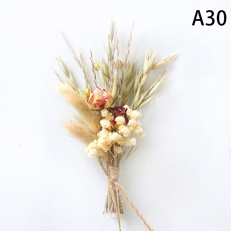 1Pc Mini Natural Dry Flowers Bouquet Boutonnieres Groomsmen Buttonholes Bridesmaid Flower Corsage Brooch Christmas Wedding Decor