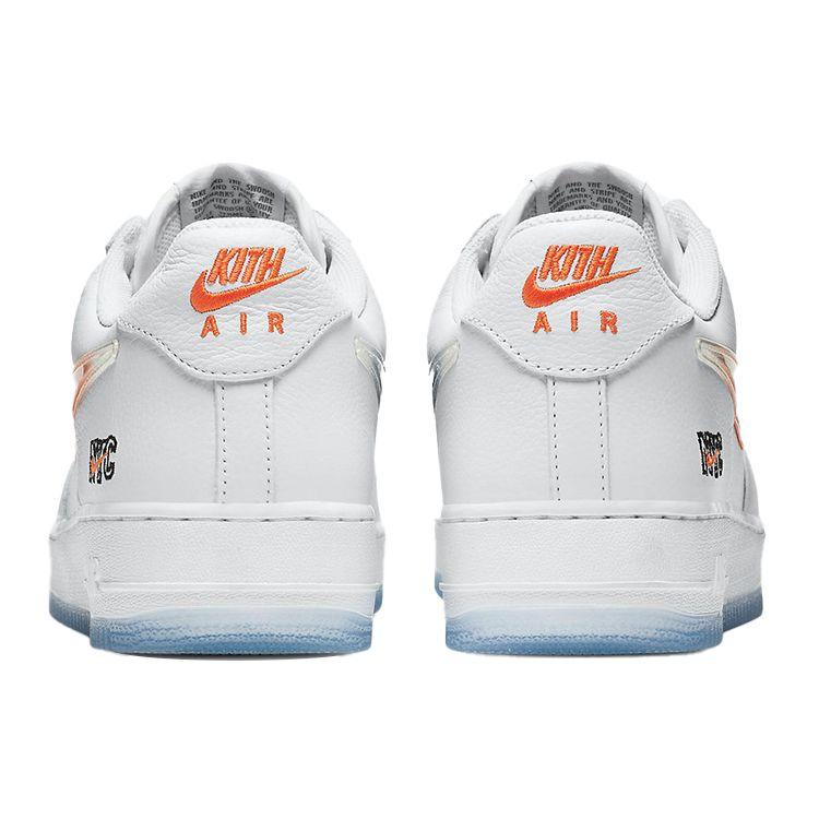 Кроссовки Kith x Nike Air Force 1 Low NYC Home Унисекс Белый Синий Rush-Blue Оранжевый Brilliant-Orange CZ7928-100