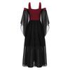 Girls Halloween Medieval Renaissance Gothic Dress Cold Shoulder Butterfly Sleeve Lace Up Witch Dress Cosplay Dress