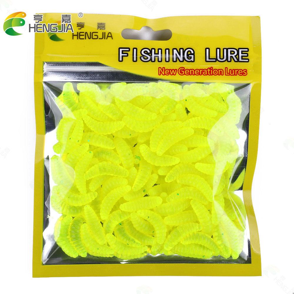 50 шт./коробка Светящиеся силиконовые искусственные приманки в виде хлебного червя, личинки опарыша, мягкие рыболовные приманки, крючки, пахнущие черви, светящиеся приманки