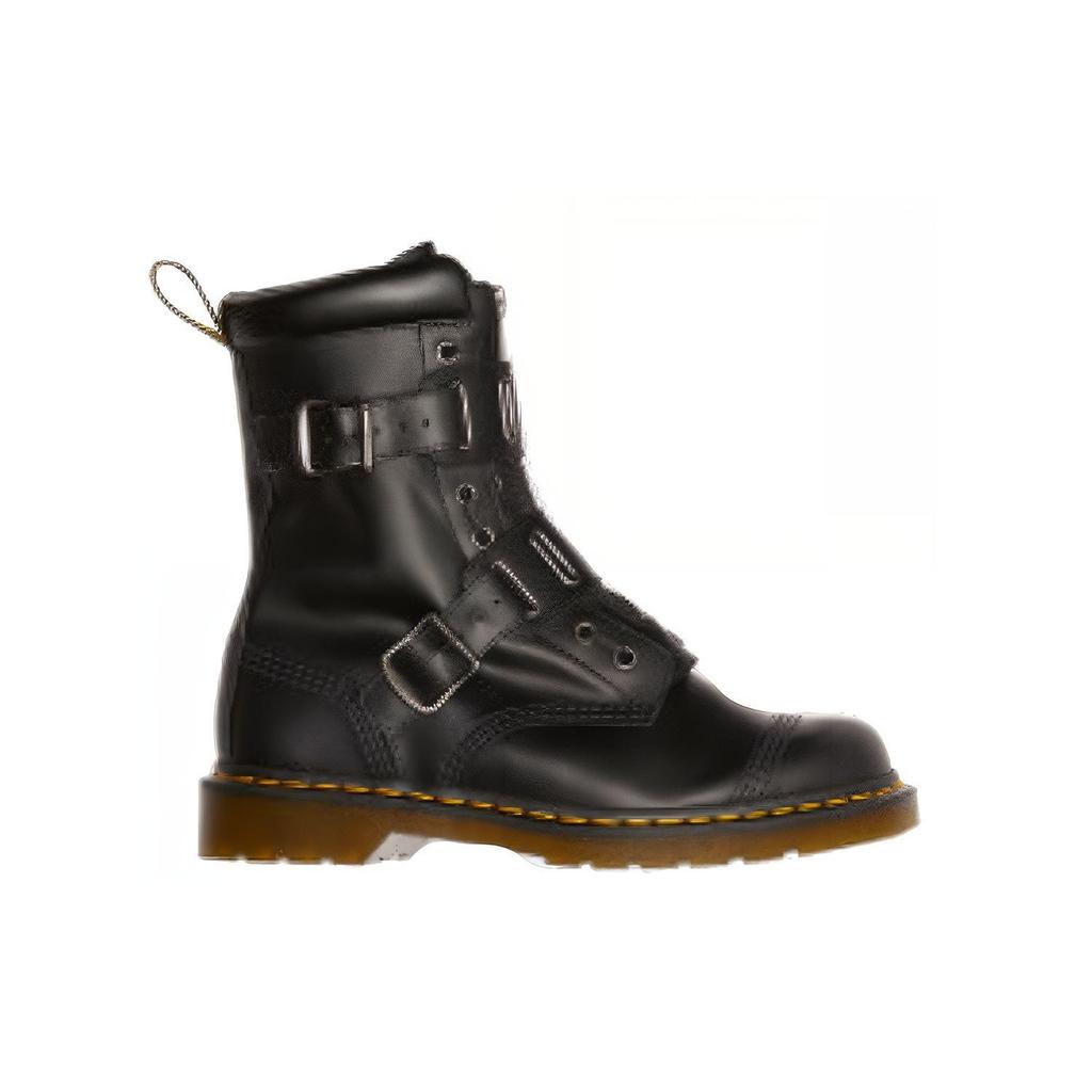 Dr. Martens Quynn Smooth Leather Buckle Lace Up Boots 'Black' Unisex 25601001