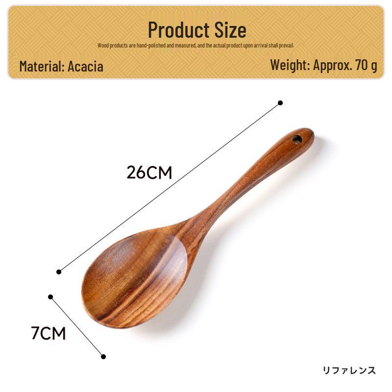 Набор кухонной утвари из тикового и акациевого дерева: Лопатка с длинной ручкой и большая суповая ложка