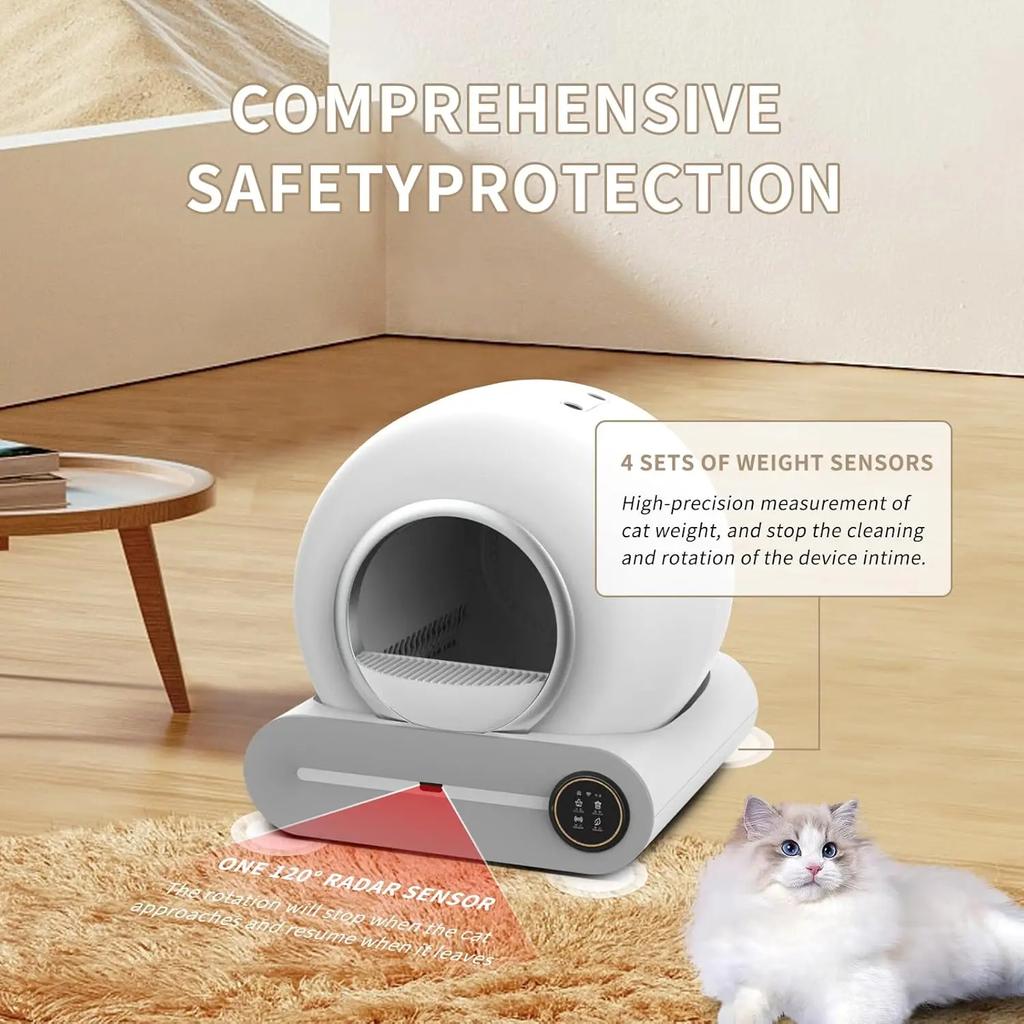 65L Fully Automatic Smart Cat Toilet APP Controlled Silent Splash-proof Easy-to-clean Odor Removal Cat Litter Box Pet Supplies