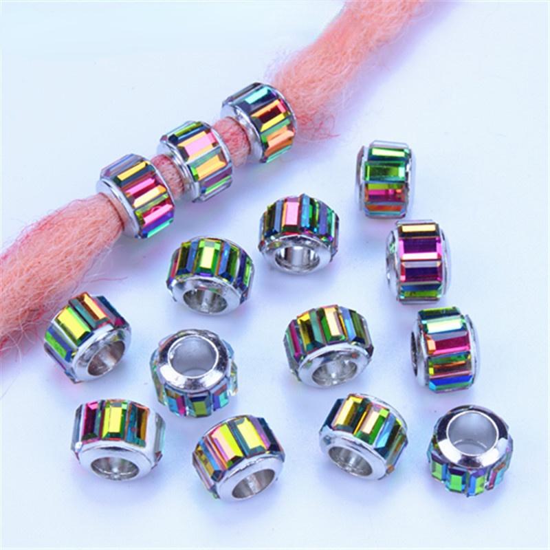 5pcs/bag Silver Metal Hair Rings Braid Dreadlocks Bead Hair Cuffs Dread Tube Charm Dreadlock for DIY Hair Accessaries