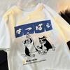 ZX Tee Harajuku Japanese Cat Drinking Printed Tops Woman Fashion O-Neck T-Shirt Streetwear Casual Summer Clothing Woman Tshirts