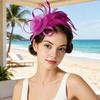 Ретро-ободок-fascinator из сетки и перьев с цветочными акцентами для женщин - Идеально подходит для чаепитий, коктейльных вечеринок или свадеб