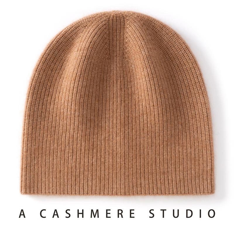 Autumn and winter new cashmere blended warm knitted big head circumference men's and women's cashmere hats