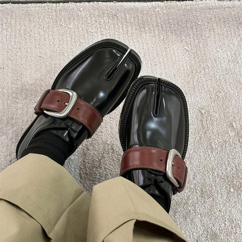 Campus Style Fashion Split Toe Women Thick Sole Dress Shoes Outdoor Woman Loafers Elegant Platform GIRL'S Shoes Chaussure Femme