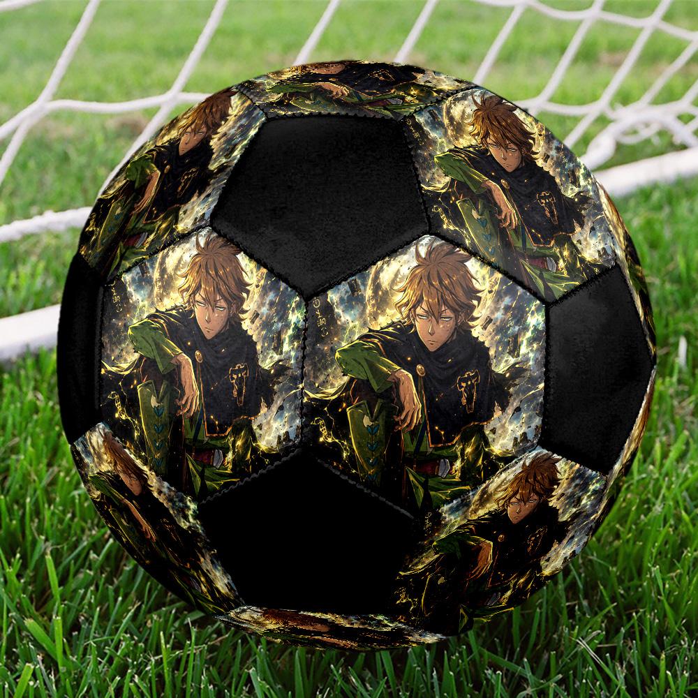 Black Clover Soccer Ball Colorful All Ages Machine Stitched PVC Competition Ready Durable High-Bounce.SIZE5