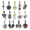 Flower and Skull Cartoon Charm Beads Halloween Real 925 Sterling Silver Enamel Pendant Fit Original Charm Bracelet Women Jewelry