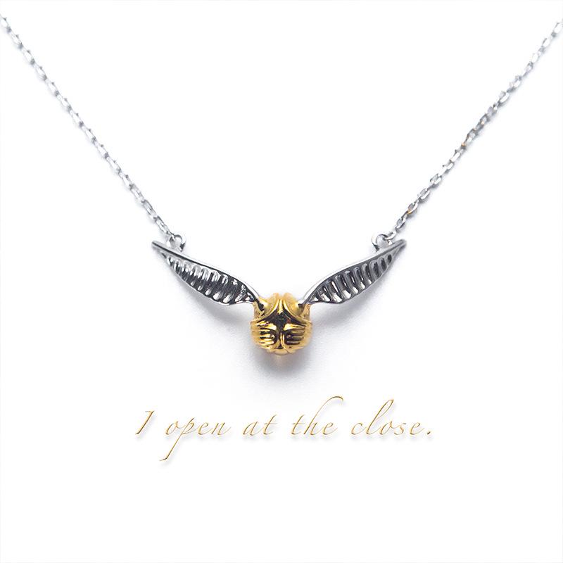 Harry Potter Golden Snitch Necklace: S925 Silver, Real Gold Plated, Elegant Gift for Couples