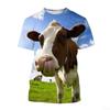 Funnny Cow Animal 3D Print Popular Outdoor Harajuku Short Sleeves Street Oversized Male Kids