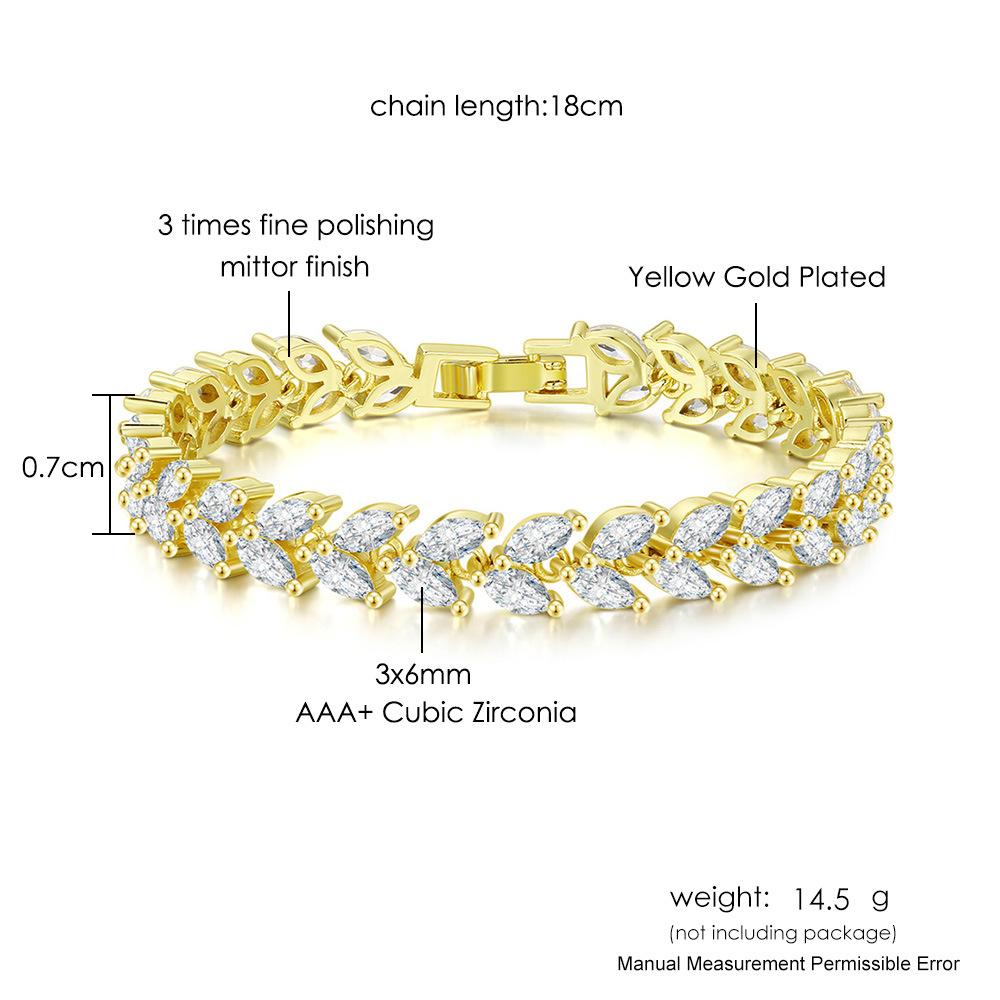 European and American Popular Heavy-duty Marquise Stone Bracelet Female Luxury Full Diamond Crystal Zircon Jewelry Exquisite Flash Diamond